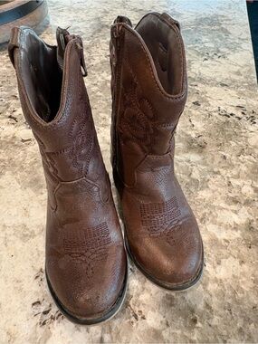 Cat & Jack Brown Kids Western Pull-On Boots Unisex Kids Size 8